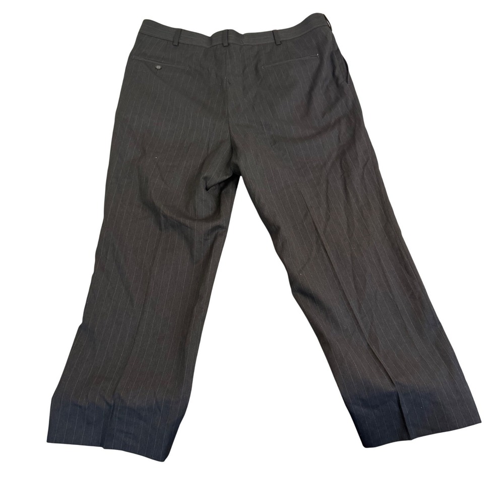Mens Charcoal Gray Pinstripe Pleated‎ Dress Pants Straight Leg 37x26.5